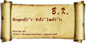Bognár Kálmán névjegykártya